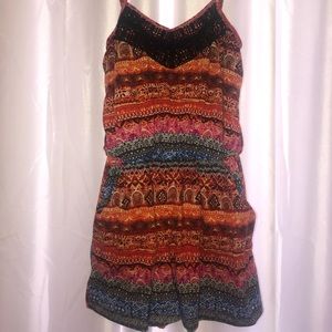 Orange Multi-Color Print Romper.
